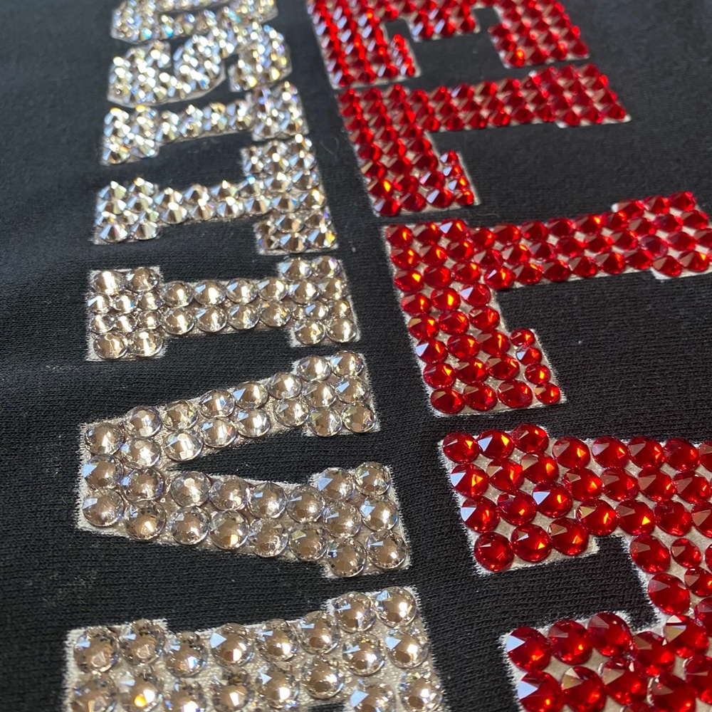 HELLA POSITIVE SWAROVSKI RED/WHITE/BLACK HOODIE - Picture 4 of 6
